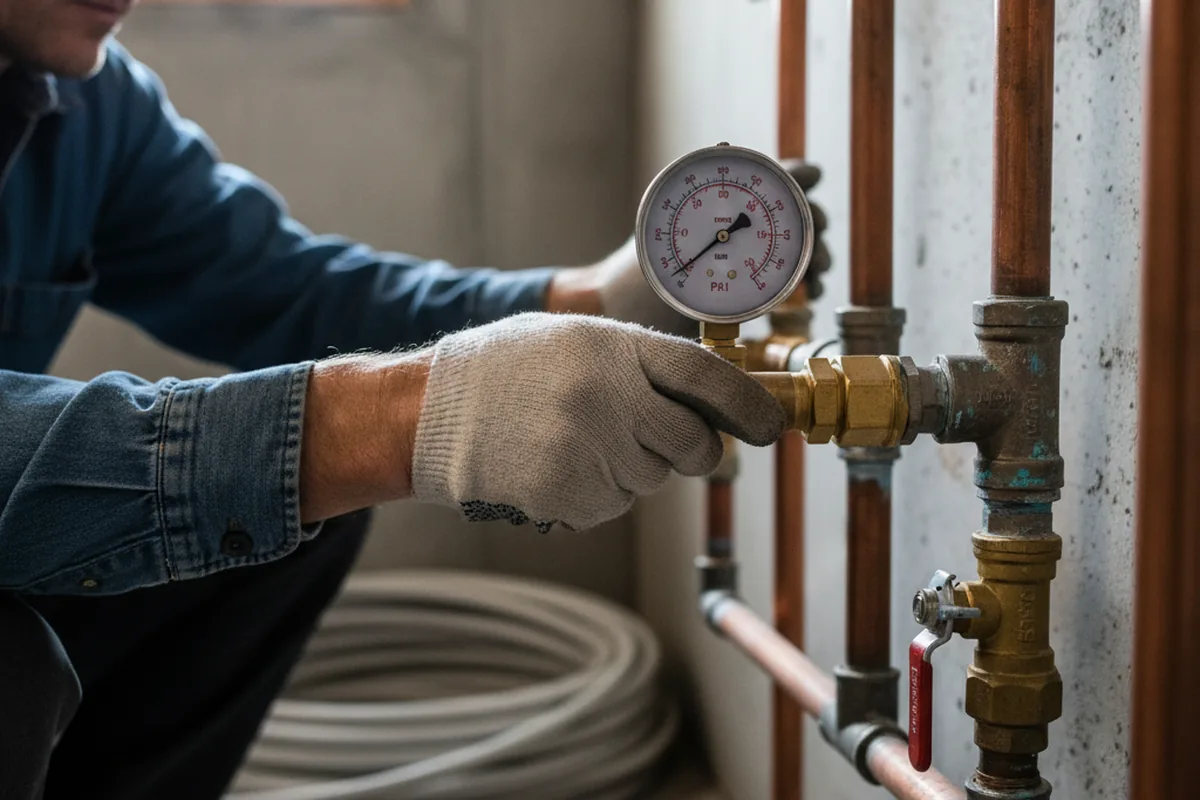 Pressure testing a repaired line during Water Line Repair in Scranton